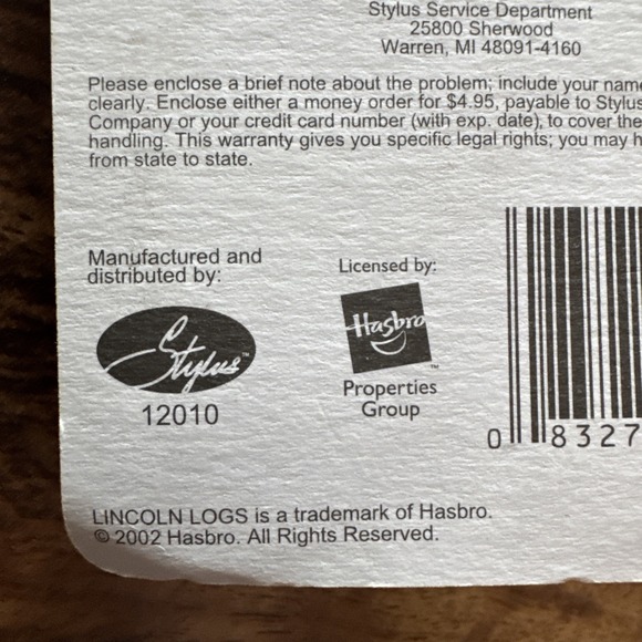 NOS Vtg Hasbro Miniature Lincoln Logs Brand Pen w/40 Pieces Sealed! - Picture 3 of 6